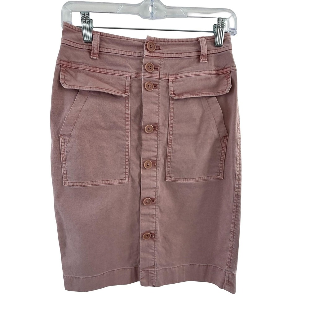 J Crew Pencil Skirt Womens 0 Button Front High‎ Waist Pockets Utility Gorpcore - Picture 11 of 16